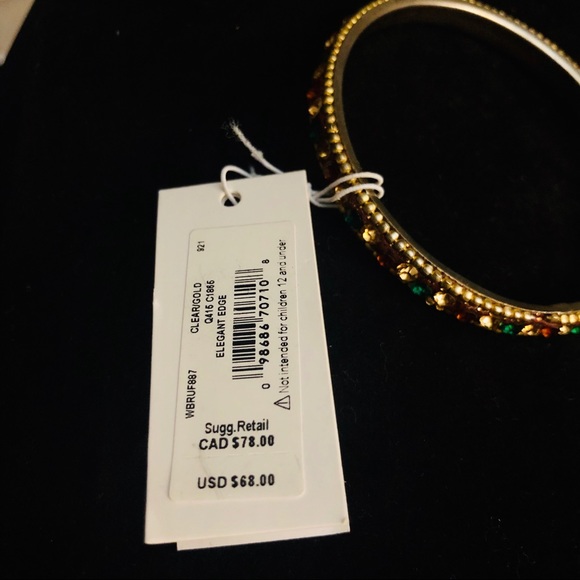 RARE Kate Spade Gold Gems Cubic Zirconia Elegant Edge Bangle Bracelet Petite New - Picture 9 of 16